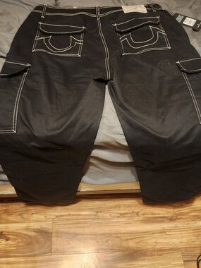 True Religion Black Jeans with Contrast White Stitching